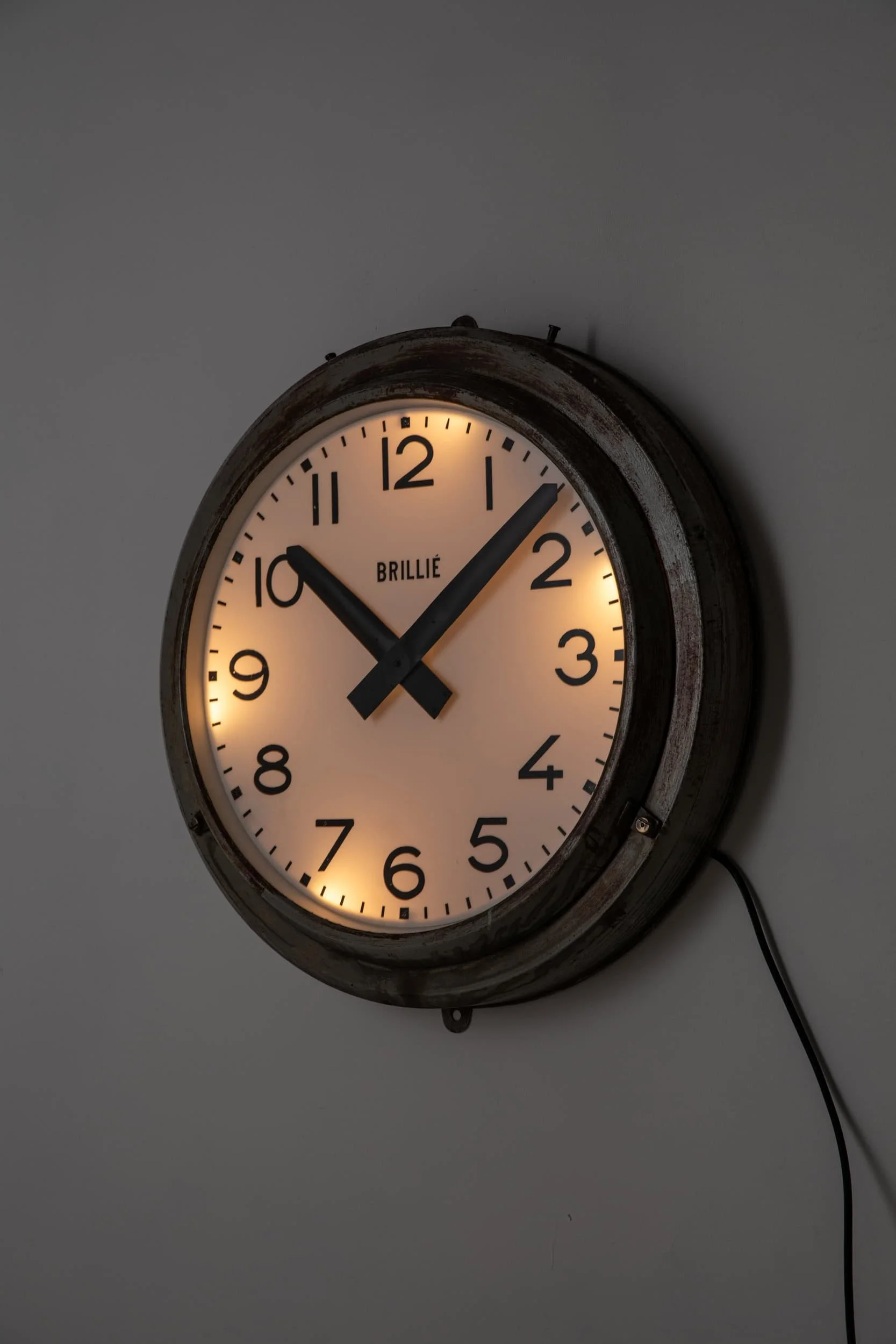 インテリア時計 brillie france vintage wall clock Large Illuminated French Brillie Wall Clock — Antiques Workshop